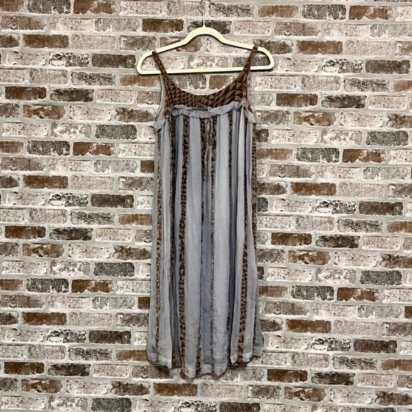 Shelley Beres Dresses & Skirts - Shelley Beres Silk Chiffon Sun‎ Dress Bohemian Lavander/ Grey Print Accent XS